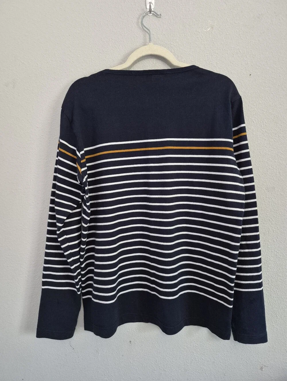 Uniqlo Navy Stripe Long Sleeve Mens Sweater Medium Nautical Preppy